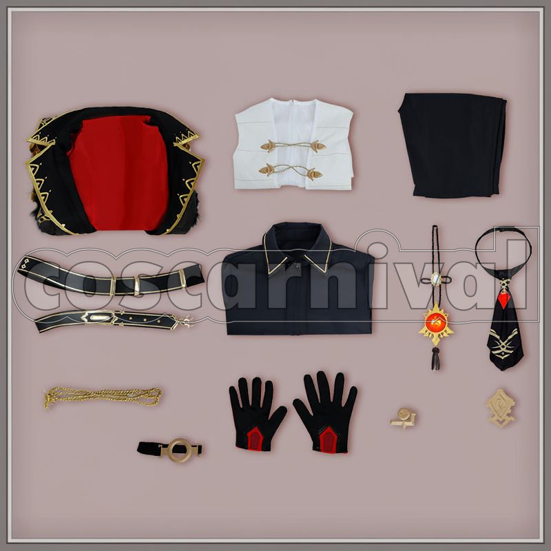 Mondstadt Diluc Cosplay cosplay costume from Genshin Impact, set view