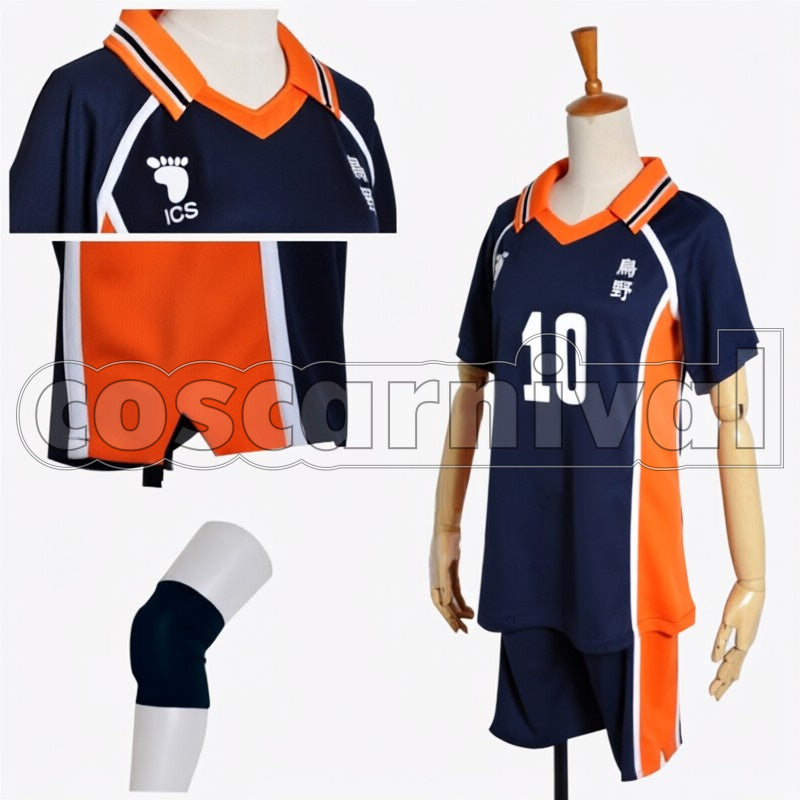 Karasuno High School Volleyball Club No. 10 cosplay costume from Haikyu!! Shoyo Hinata, side view