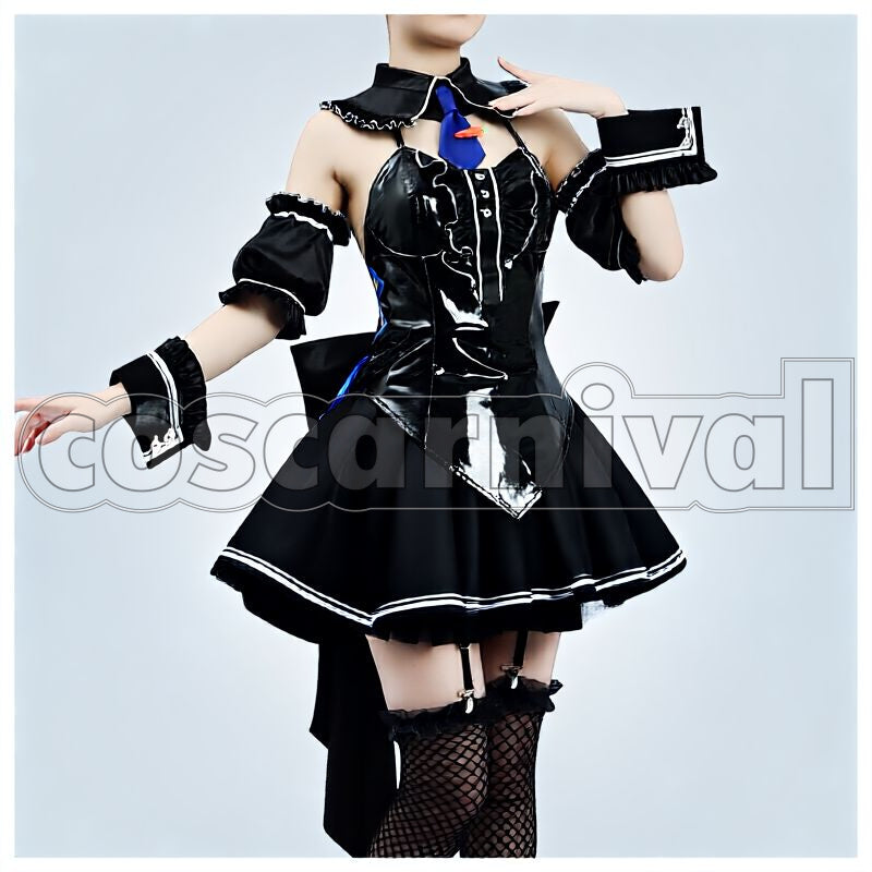 Pekora New Outfit Black Frilly Bunny Dress Cosplay cosplay costume from hololive Usada, front view 1