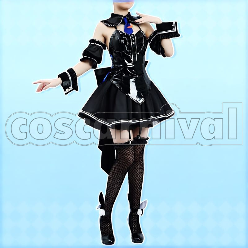 Pekora New Outfit Black Frilly Bunny Dress Cosplay cosplay costume from hololive Usada, front view 2