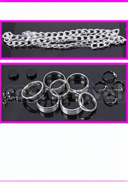 Battle Bad Ass Temple Kuko Harai Necklace, Magnetic Piercing, Stud Piercing, Ring, Earrings Only (Sold Separately cosplay costume from Hypnosis Mic: Division Rap, accessory set view