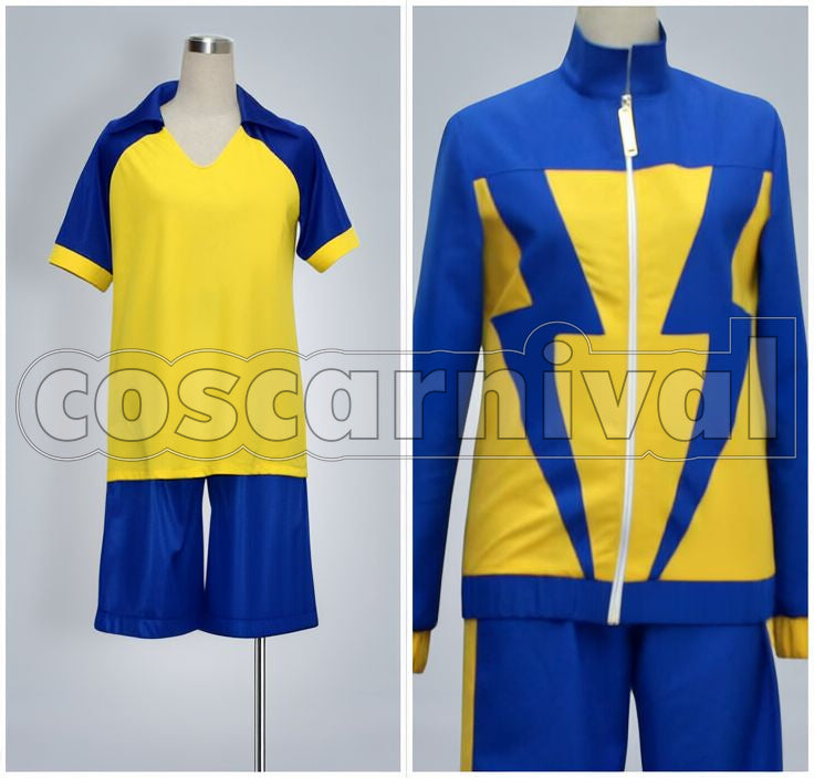 Mark Evans, Axel Blaze Set Uniform Cosplay cosplay costume from Inazuma Eleven, front view 2