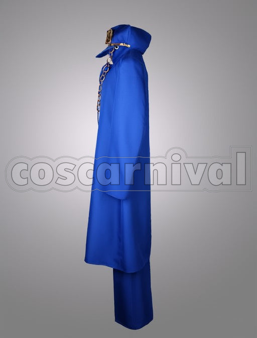 Jotaro Kujo cosplay costume from JoJo's Bizarre Adventure, side view