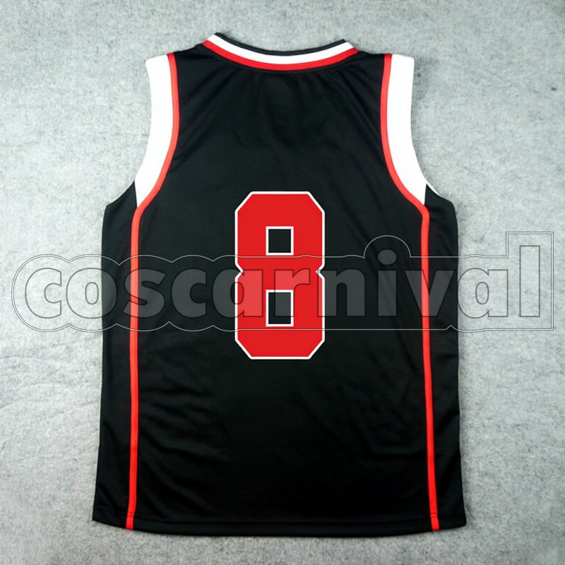 High Rinnosuke Mitobe No. 8 cosplay costume from Kuroko's Basketball Seirin, back view