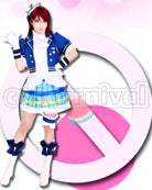 Sunshine!! Aqours Chika Takami, Riko Sakurauchi, Kanan Matsuura, Dia Kurosawa, You Watanabe, Yoshiko Tsushima, Hanamaru Kunikida, Mari Ohara etc. School idol Festival Summer All Members with Ribbon Tie Cosplay cosplay costume from Love Live!, front view 6