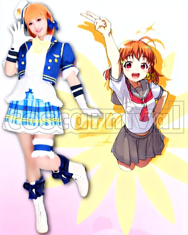 Sunshine!! Aqours Chika Takami, Riko Sakurauchi, Kanan Matsuura, Dia Kurosawa, You Watanabe, Yoshiko Tsushima, Hanamaru Kunikida, Mari Ohara etc. School idol Festival Summer All Members with Ribbon Tie Cosplay cosplay costume from Love Live!, front view 8