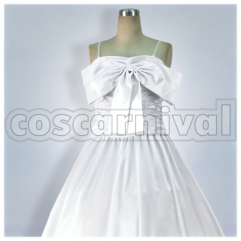 Ranka Lee White One-Piece Dress Cosplay cosplay costume from Macross Frontier, front view 1