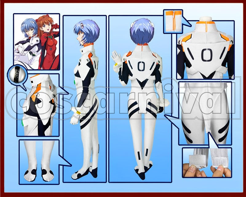 Rei Ayanami cosplay costume from Neon Genesis Evangelion, back view