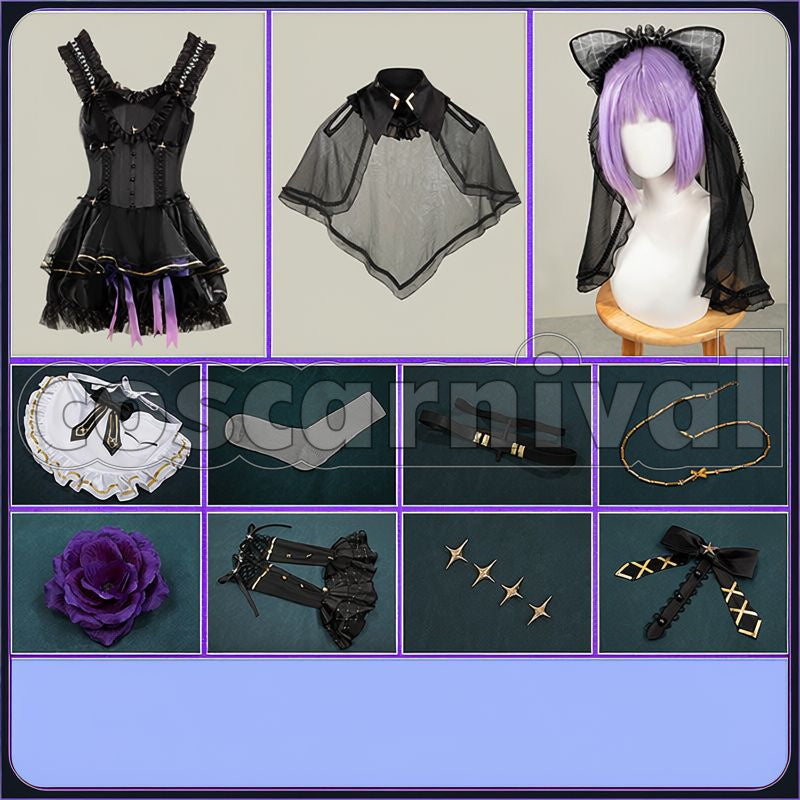 Sara Gothic Lolita-Style New Cosplay cosplay costume from NIJISANJI Hoshikawa, set view