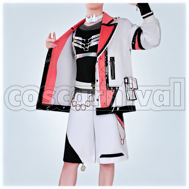 1st LIVE Over Drive Akagi Wen Merch Outfit Cosplay cosplay costume from Nijisanji MECHATU-A, front view 1