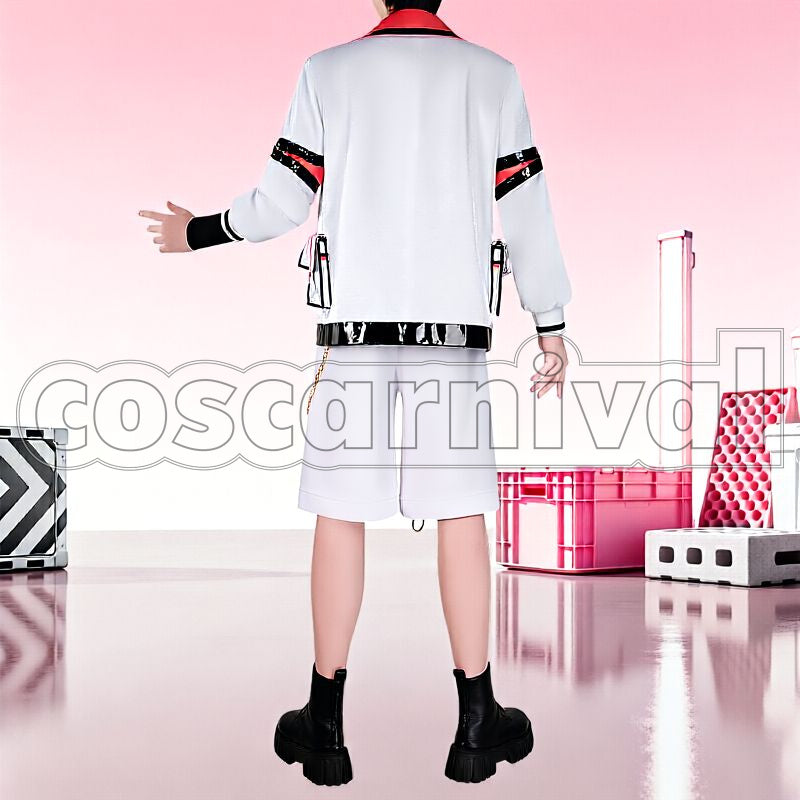 1st LIVE Over Drive Akagi Wen Merch Outfit Cosplay cosplay costume from Nijisanji MECHATU-A, back view