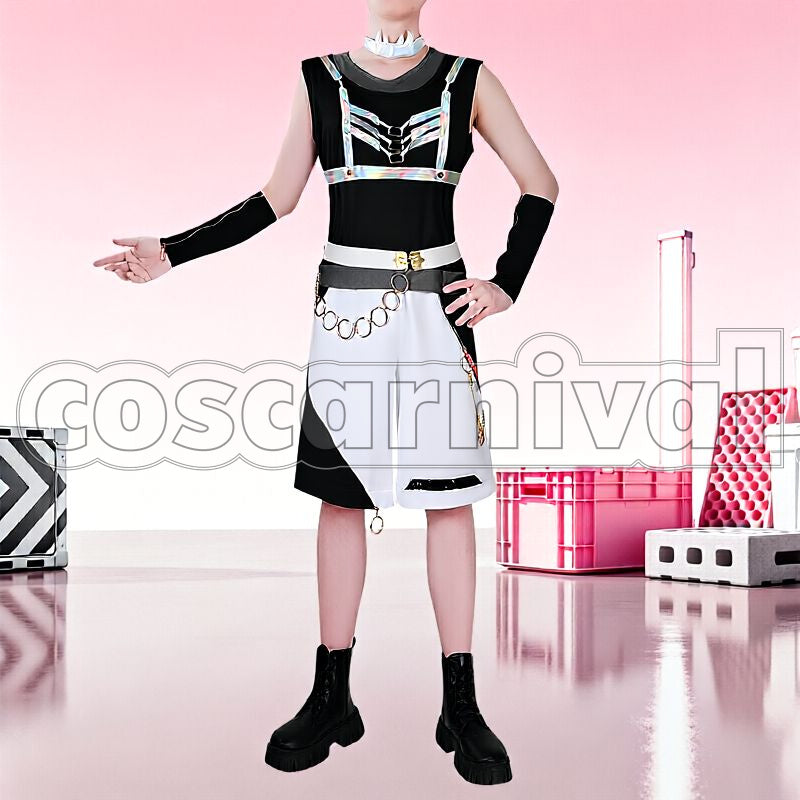 1st LIVE Over Drive Akagi Wen Merch Outfit Cosplay cosplay costume from Nijisanji MECHATU-A, front view 3