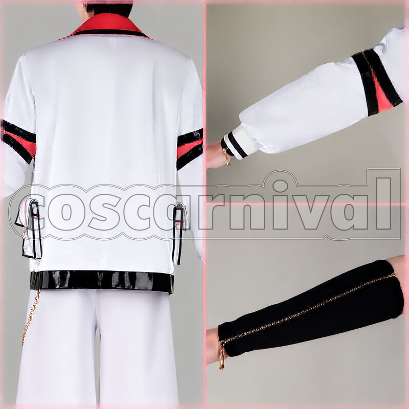 1st LIVE Over Drive Akagi Wen Merch Outfit Cosplay cosplay costume from Nijisanji MECHATU-A, back view 2