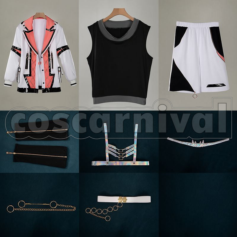 1st LIVE Over Drive Akagi Wen Merch Outfit Cosplay cosplay costume from Nijisanji MECHATU-A, set view