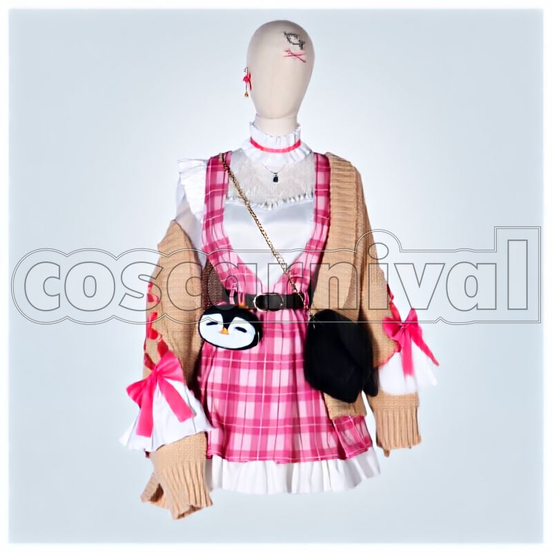 Gurin Checkered Pattern New Outfit Without Sweater Cosplay cosplay costume from Nijisanji Petra, front view 1