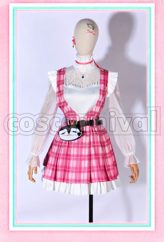 Gurin Checkered Pattern New Outfit Without Sweater Cosplay cosplay costume from Nijisanji Petra, front view 4