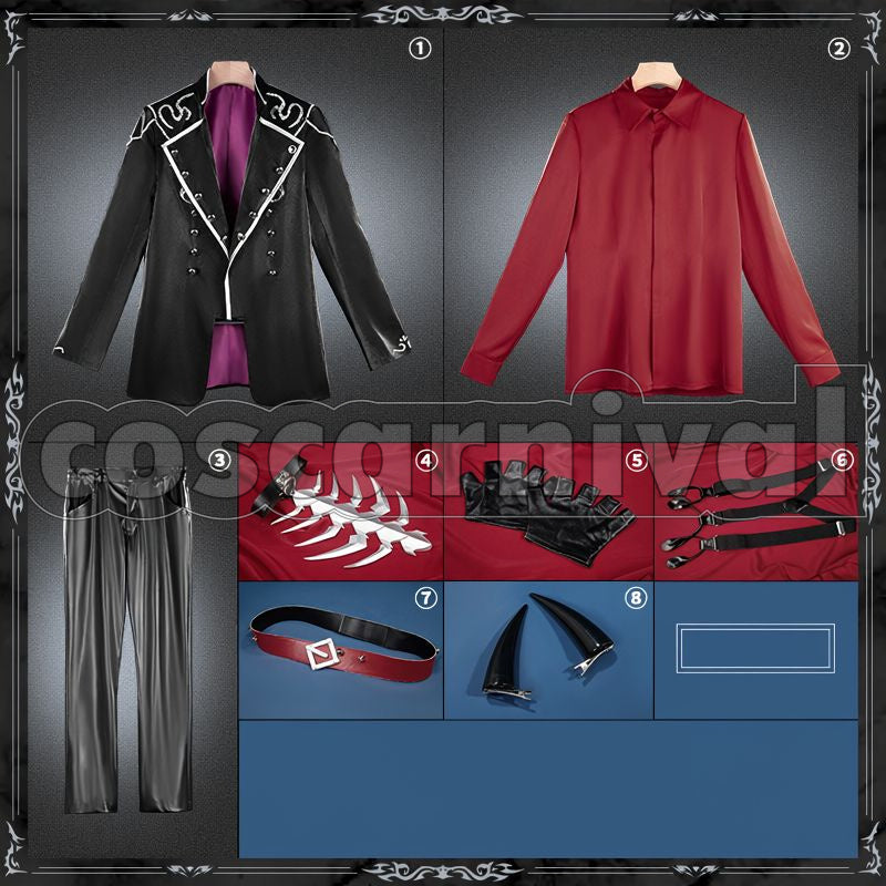 Hibari Devil Outfit without Wings and Tail Cosplay cosplay costume from Nijisanji Watarai, set view