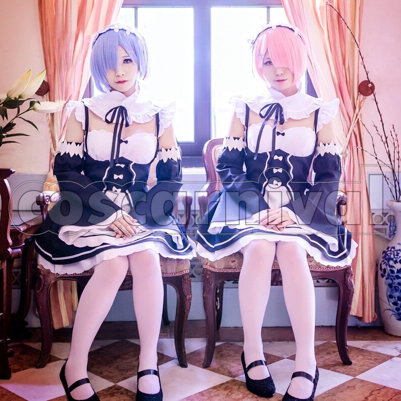 in Another World- Rem Ram cosplay costume from Re:Zero -Starting Life, front view