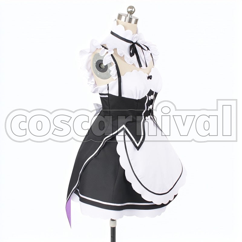 in Another World- Rem Ram cosplay costume from Re:Zero -Starting Life, side view