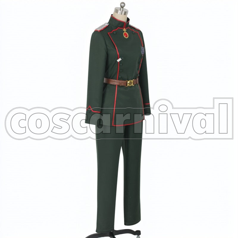 the Evil Tanya Degurechaff cosplay costume from Saga of Tanya, side view