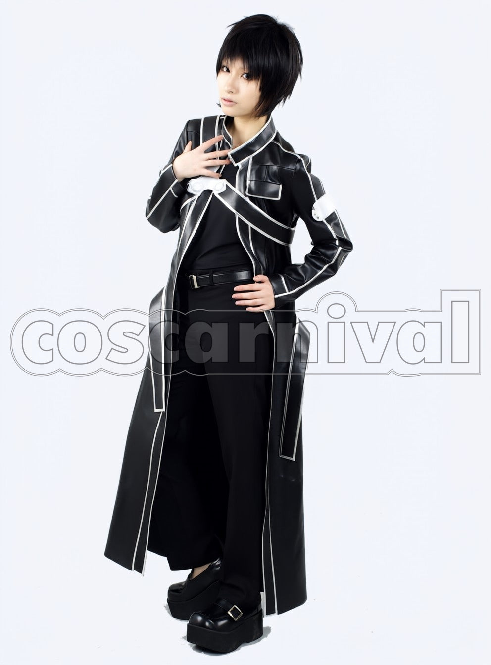 sao Kirito Kazuto Kirigaya Black cosplay costume from Sword Art Online, front view 5