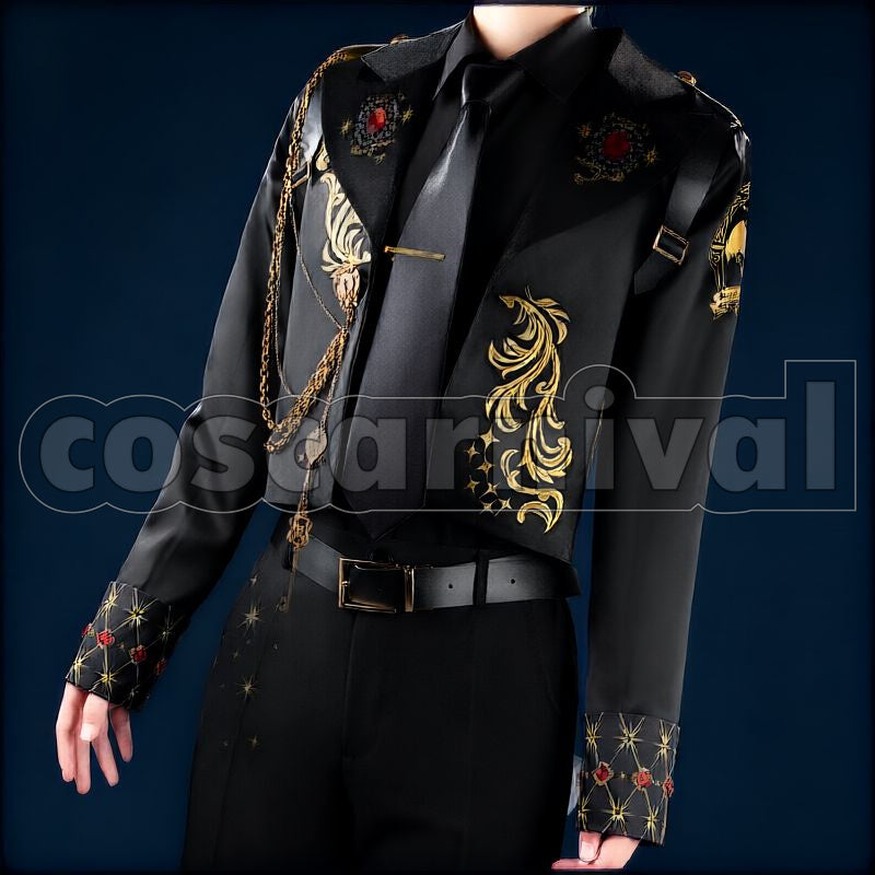 Trappola, Cater Diamond, Deuce Spade, Trey Clover, Riddle Rosehearts 5th Anniversary New Outfit Cosplay cosplay costume from Disney Twisted-Wonderland Ace, front view 5