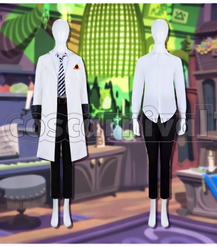 Trappola, Cater Diamond, Deuce Spade, Trey Clover Lab Coat Cosplay cosplay costume from Disney Twisted-Wonderland Ace, front view 2