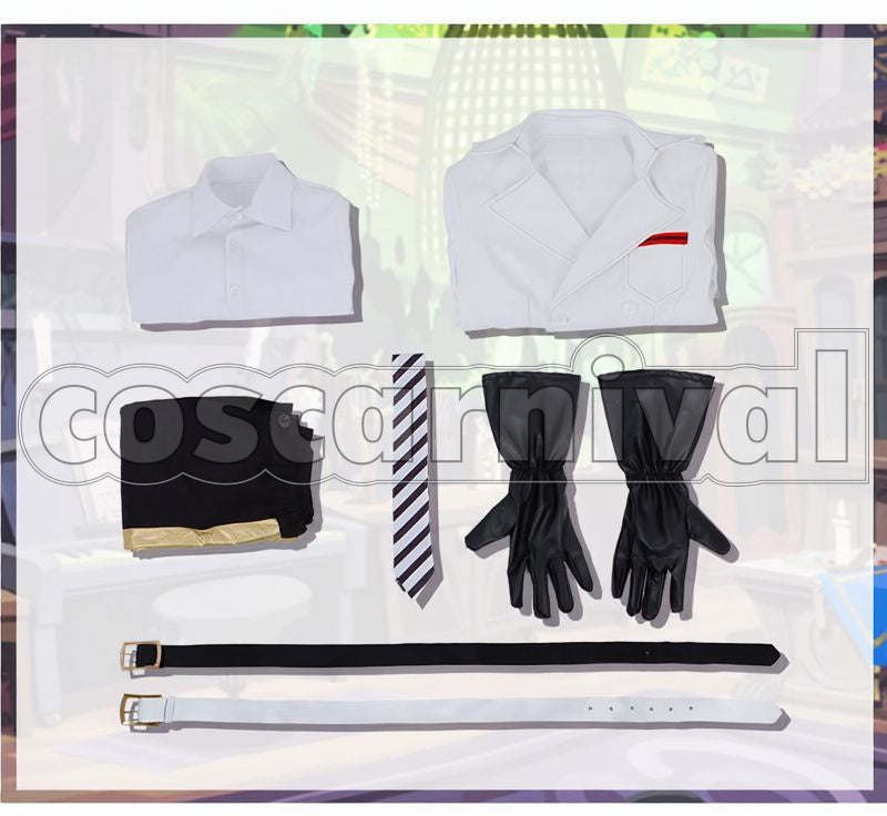 Trappola, Cater Diamond, Deuce Spade, Trey Clover Lab Coat Cosplay cosplay costume from Disney Twisted-Wonderland Ace, set view