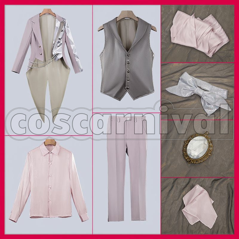 Shroud, Malleus Draconia, Lilia Vanrouge Platinum Jacket Cosplay cosplay costume from Disney Twisted-Wonderland Idia, set view