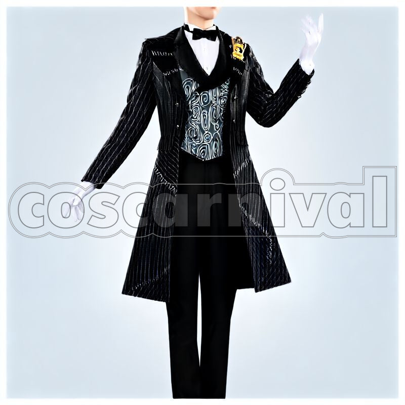 Shroud Lost in the Book with Tim Burton's The Nightmare Before Christmas Halloween Cosplay cosplay costume from Disney Twisted-Wonderland Idia, front view 1