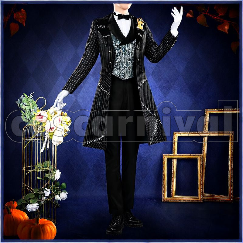 Shroud Lost in the Book with Tim Burton's The Nightmare Before Christmas Halloween Cosplay cosplay costume from Disney Twisted-Wonderland Idia, front view 2