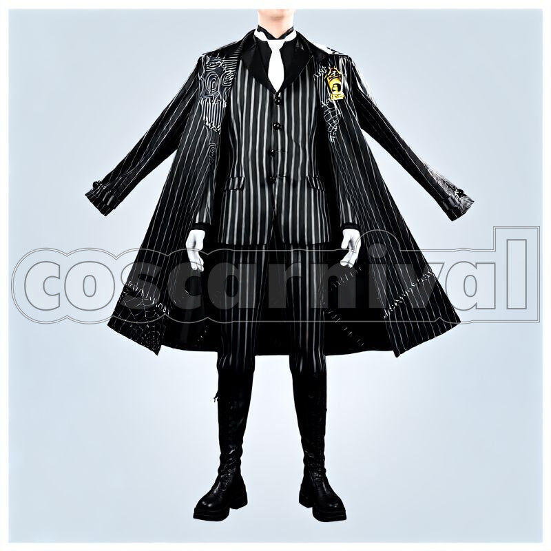 Viper Lost in the Book with Tim Burton's The Nightmare Before Christmas Halloween Cosplay cosplay costume from Disney Twisted-Wonderland Jamil, front view 1