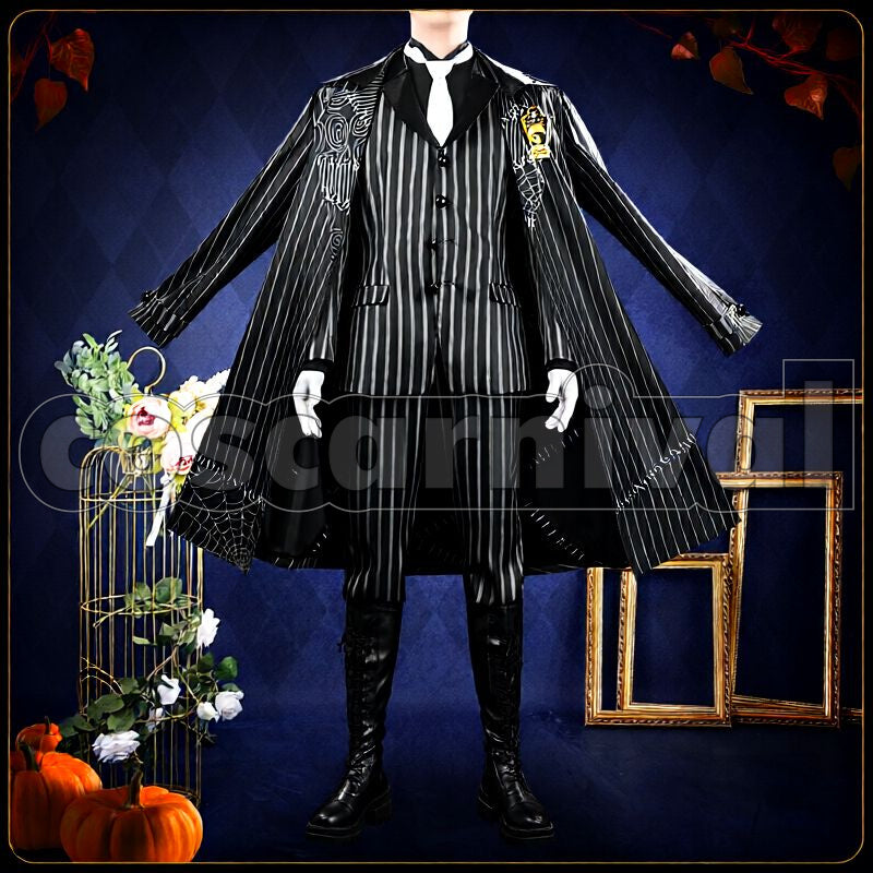Viper Lost in the Book with Tim Burton's The Nightmare Before Christmas Halloween Cosplay cosplay costume from Disney Twisted-Wonderland Jamil, front view 2