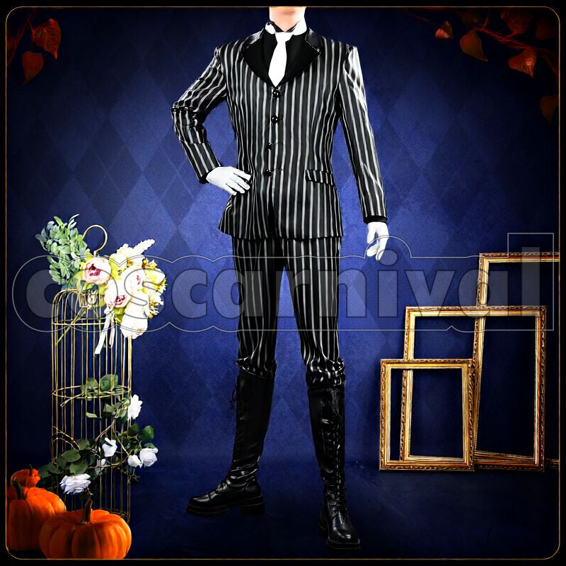 Viper Lost in the Book with Tim Burton's The Nightmare Before Christmas Halloween Cosplay cosplay costume from Disney Twisted-Wonderland Jamil, front view 3