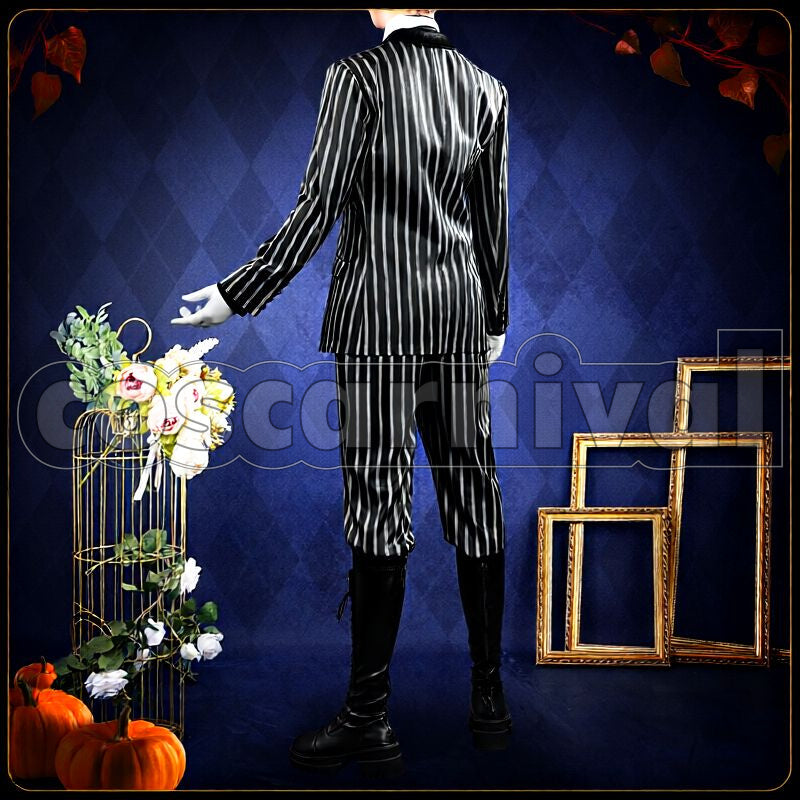 Viper Lost in the Book with Tim Burton's The Nightmare Before Christmas Halloween Cosplay cosplay costume from Disney Twisted-Wonderland Jamil, back view 2