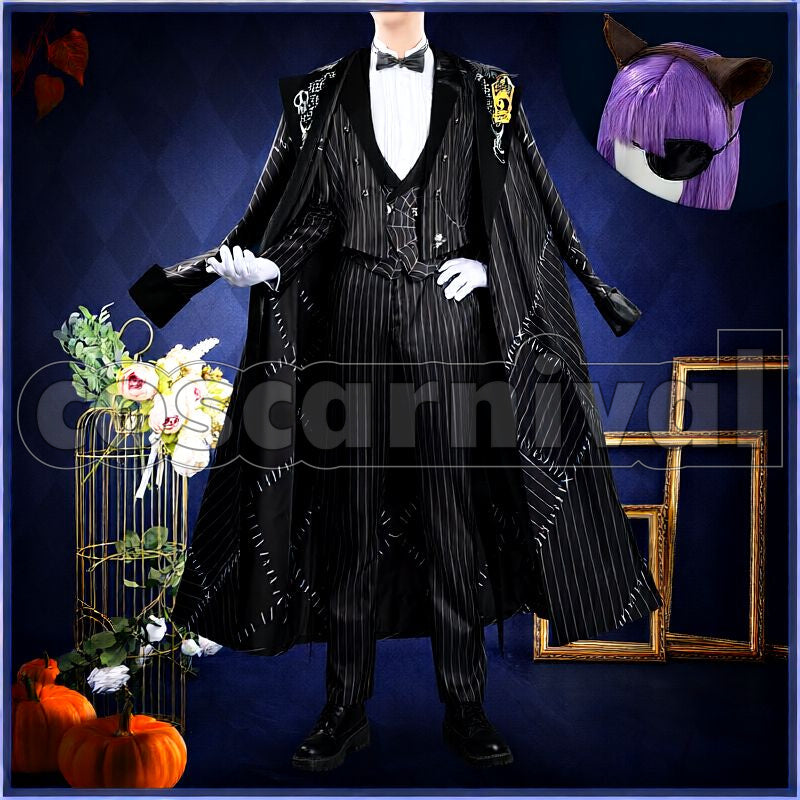 Kingscholar Lost in the Book with Tim Burton's The Nightmare Before Christmas Halloween Cosplay cosplay costume from Disney Twisted-Wonderland Leona, front view 2