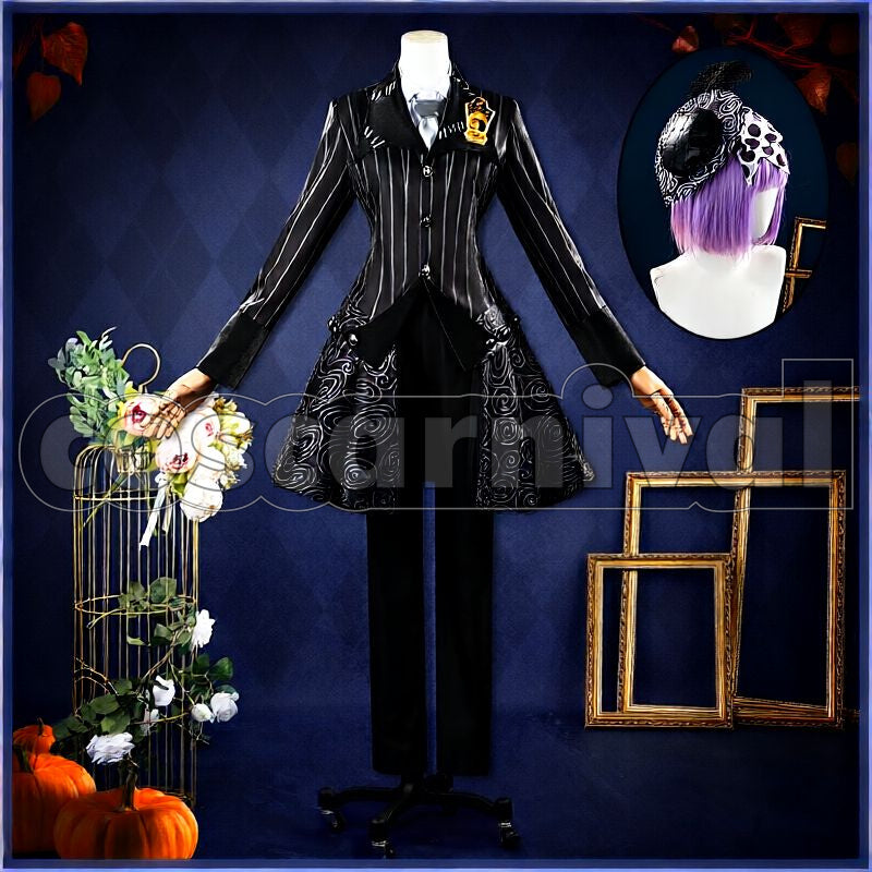 Rosehearts Lost in the Book with Tim Burton's The Nightmare Before Christmas Halloween Cosplay cosplay costume from Disney Twisted-Wonderland Riddle, front view 2