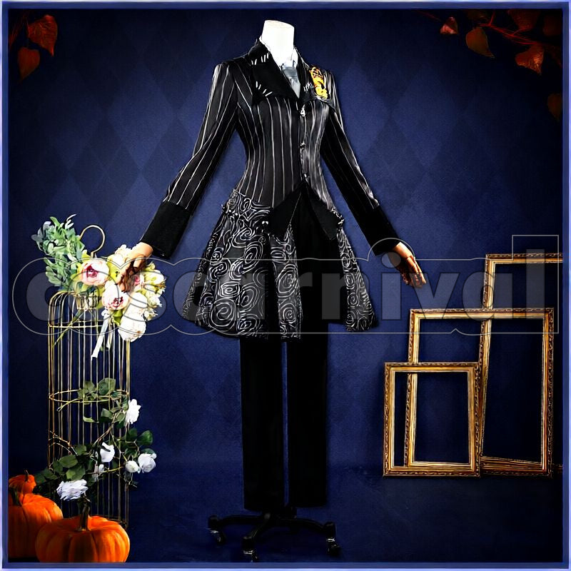 Rosehearts Lost in the Book with Tim Burton's The Nightmare Before Christmas Halloween Cosplay cosplay costume from Disney Twisted-Wonderland Riddle, front view 3