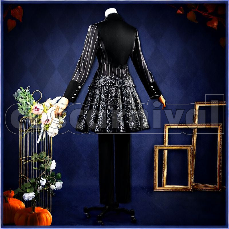 Rosehearts Lost in the Book with Tim Burton's The Nightmare Before Christmas Halloween Cosplay cosplay costume from Disney Twisted-Wonderland Riddle, back view 1
