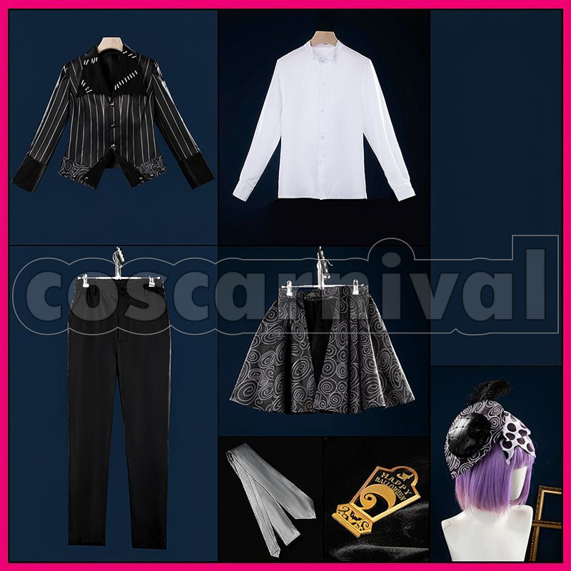 Rosehearts Lost in the Book with Tim Burton's The Nightmare Before Christmas Halloween Cosplay cosplay costume from Disney Twisted-Wonderland Riddle, set view