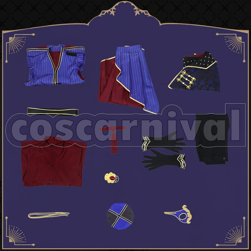 Hunt Glorious Masquerade: Let the Bell of Solace Ring Cosplay cosplay costume from Disney Twisted-Wonderland Rook, set view