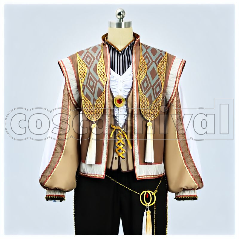 Bucchi Glorious Masquerade: Let the Bell of Solace Ring Cosplay cosplay costume from Disney Twisted-Wonderland Ruggie, front view 1