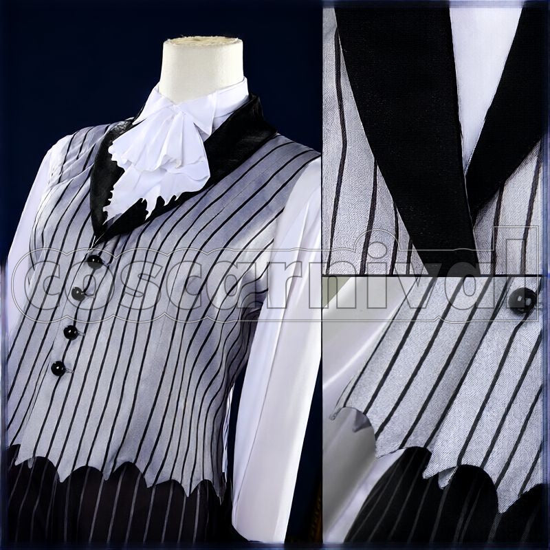 J. Graves Lost in the Book with Tim Burton's The Nightmare Before Christmas Halloween Cosplay cosplay costume from Disney Twisted-Wonderland Skully, front view 7