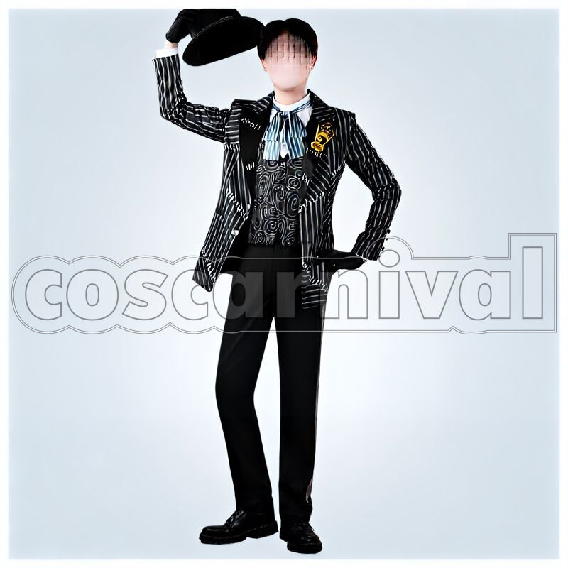 Clover Lost in the Book with Tim Burton's The Nightmare Before Christmas Halloween Cosplay cosplay costume from Disney Twisted-Wonderland Trey, front view 1