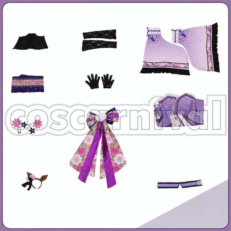 Gold City Autumn Cosmos Kimono Cosplay cosplay costume from Umamusume: Pretty Derby, set view