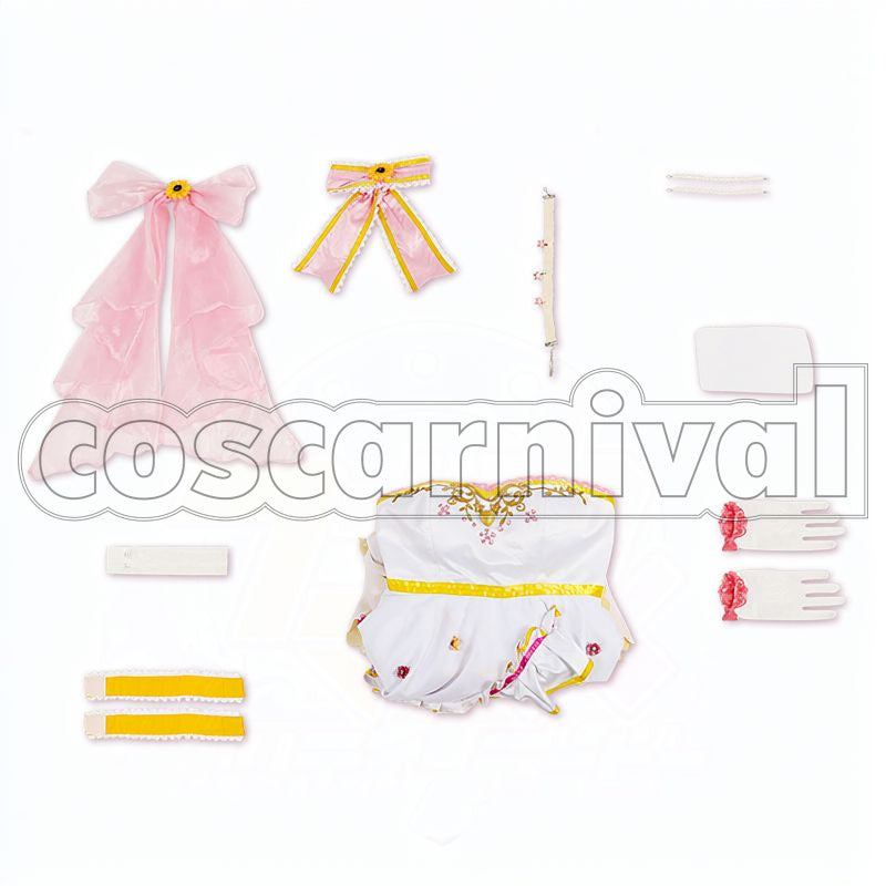 Mayano Top Gun Sunlight Bouquet Cosplay cosplay costume from Umamusume: Pretty Derby, set view