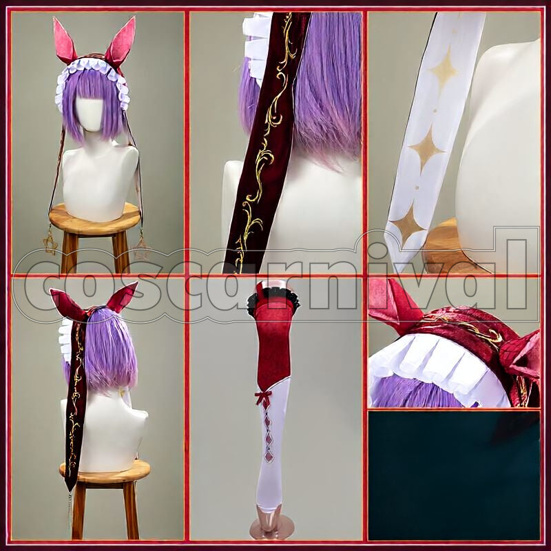 Red Desire Race Outfit Cosplay cosplay costume from Umamusume: Pretty Derby, accessory set view