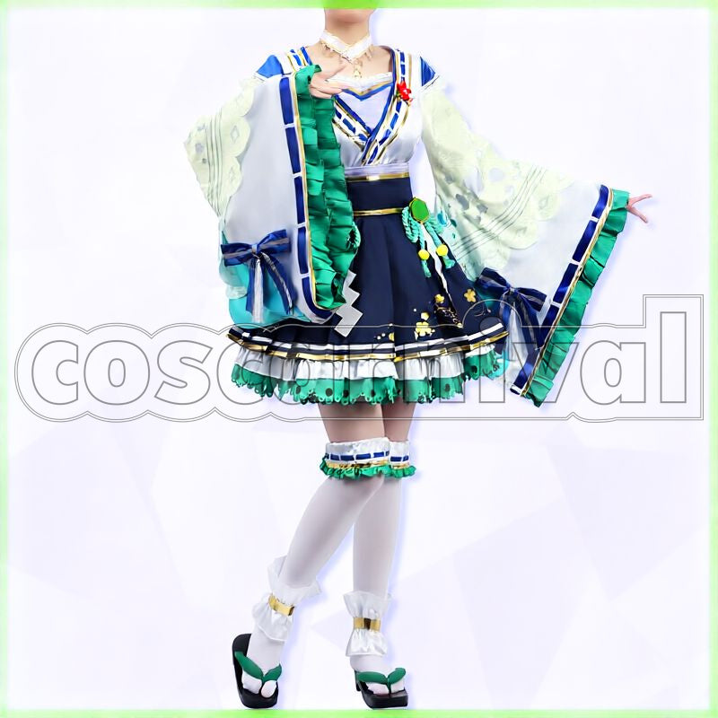 Satono Diamond Jade's Prosperity Miko Outfit Cosplay cosplay costume from Umamusume: Pretty Derby, front view 3