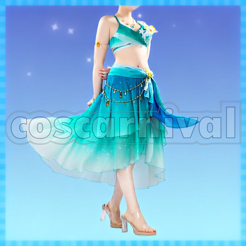 Silence Suzuka Emerald Tidings Swimsuit Cosplay cosplay costume from Umamusume: Pretty Derby, front view 2