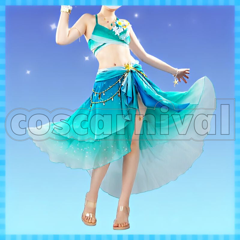 Silence Suzuka Emerald Tidings Swimsuit Cosplay cosplay costume from Umamusume: Pretty Derby, front view 3